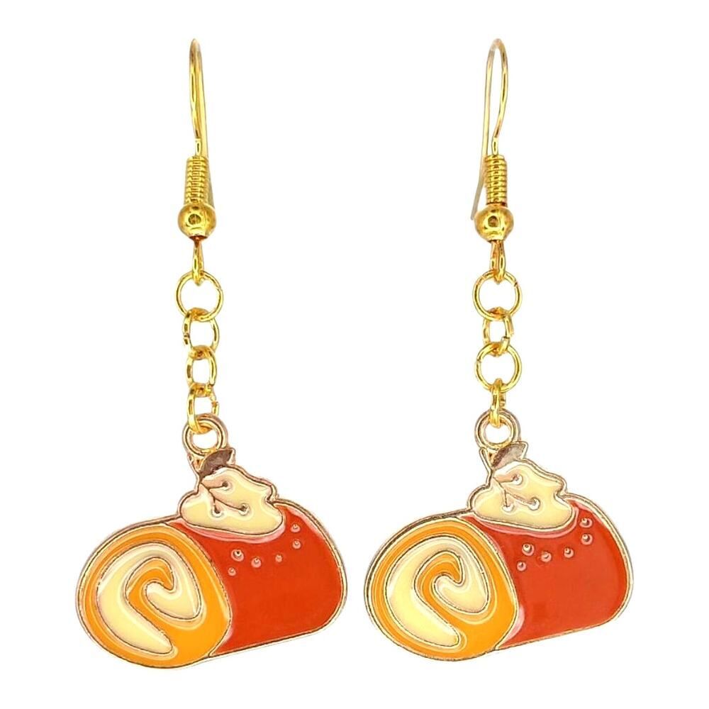Pumpkin roll dessert Earrings Fashion Jewelry Dangle fall holiday thanksgiving